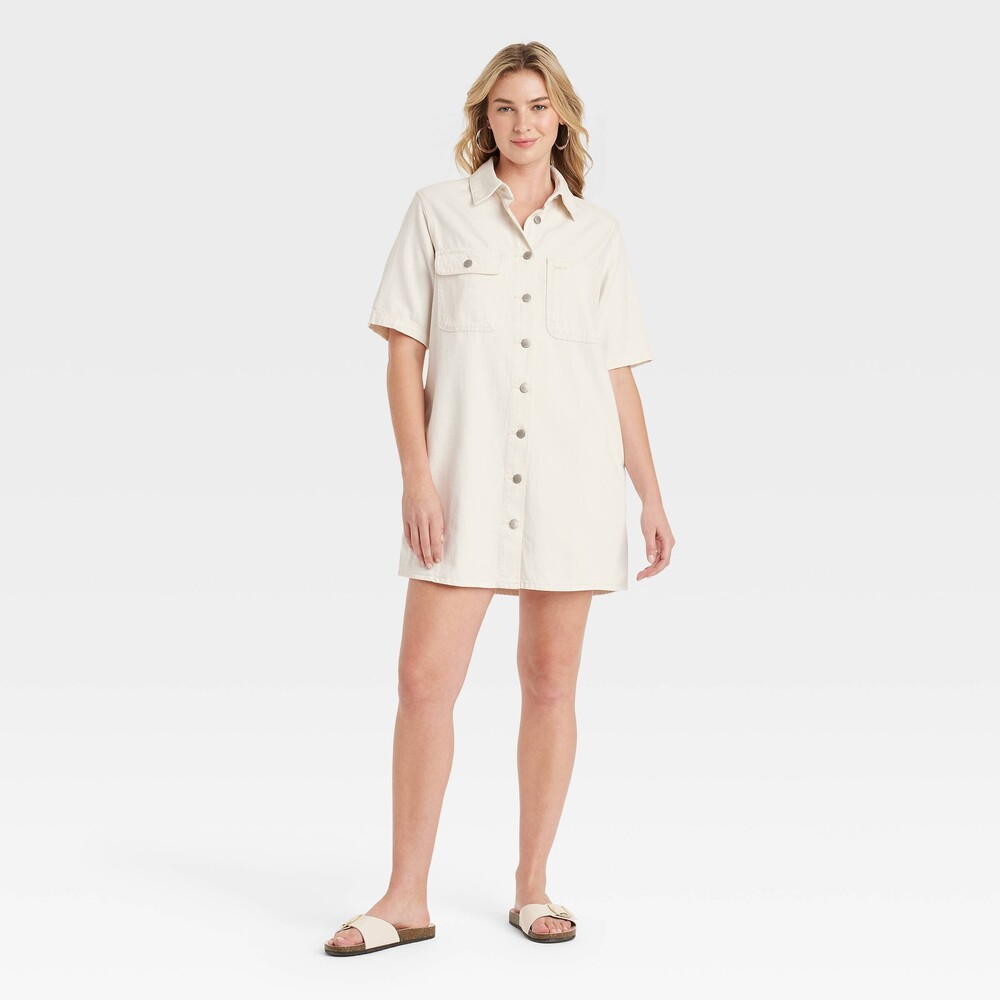 Short Sleeve Mini Shirtdress - Off-White M